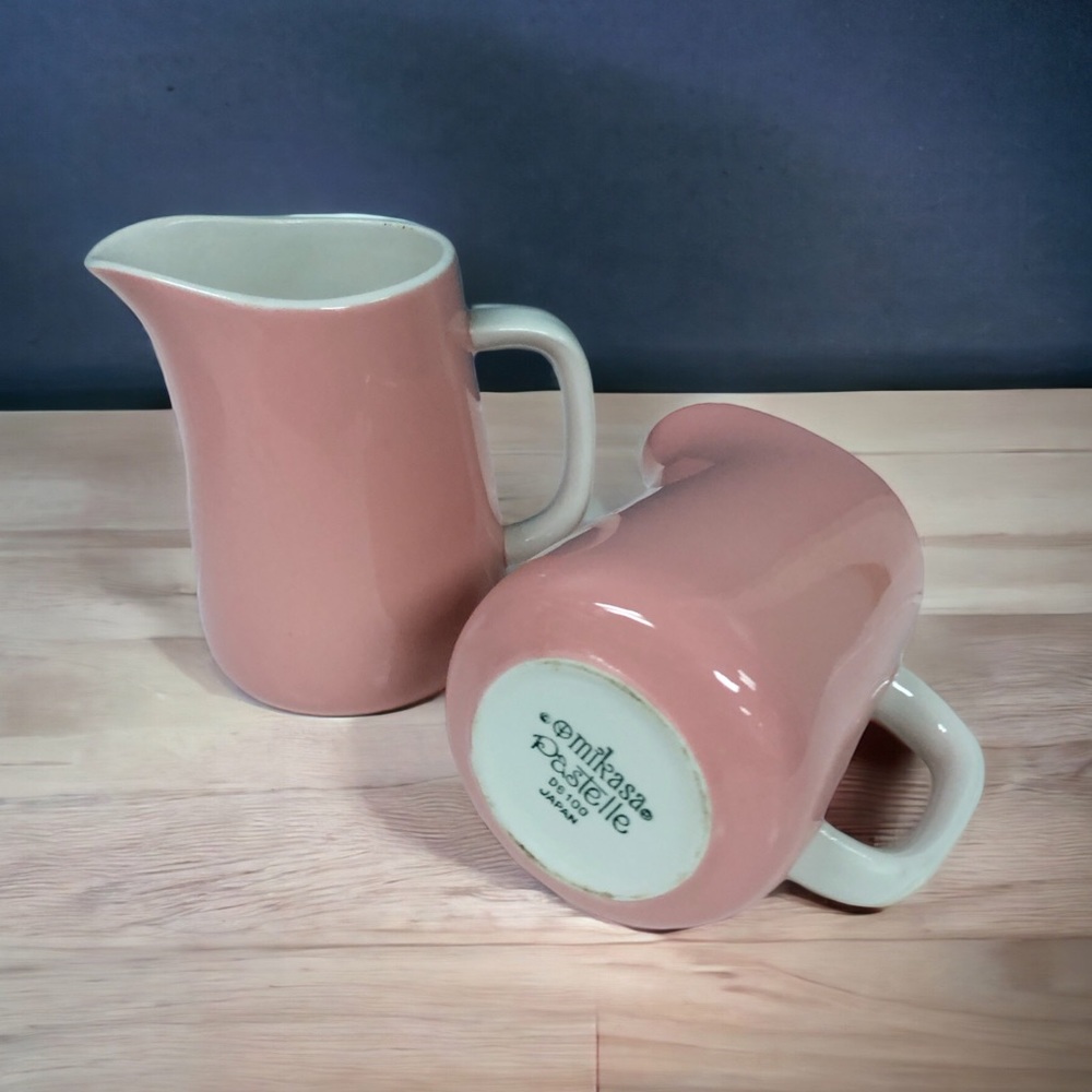 Set of 2 Vintage Mikasa Pastelle‎ Pink Creamer Pitcher D 6100 Japan